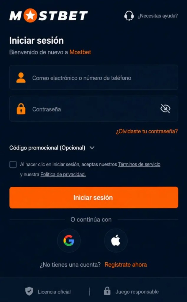 Ventana de acceso Mostbet: correo, contraseña y alta en México